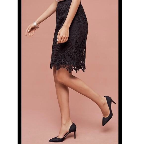 Moulinette Souers Floral Lace Pencil Skirt Preppy Coquette Classy Whimsygoth 2 - Picture 2 of 9
